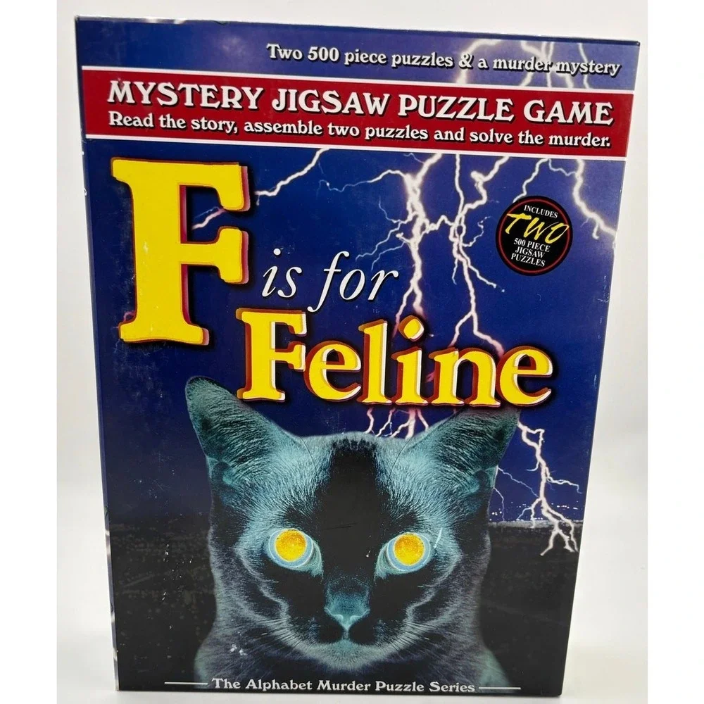 Vintage 1997 F is for Feline - Mystery Jigsaw Puzzle Game - Complete 1000 Pieces